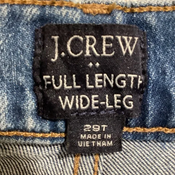 J Crew Medium Wash Full Length Wide-Leg Jeans, Size 29T - Picture 5 of 16